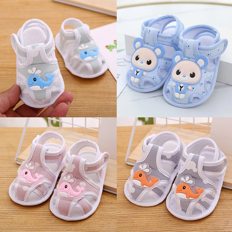 Baby Girls Boys Sandal Cartoon Bear Dolphin Flexible Non-slip Summer Flats Toddler Shoes for Casual Daily