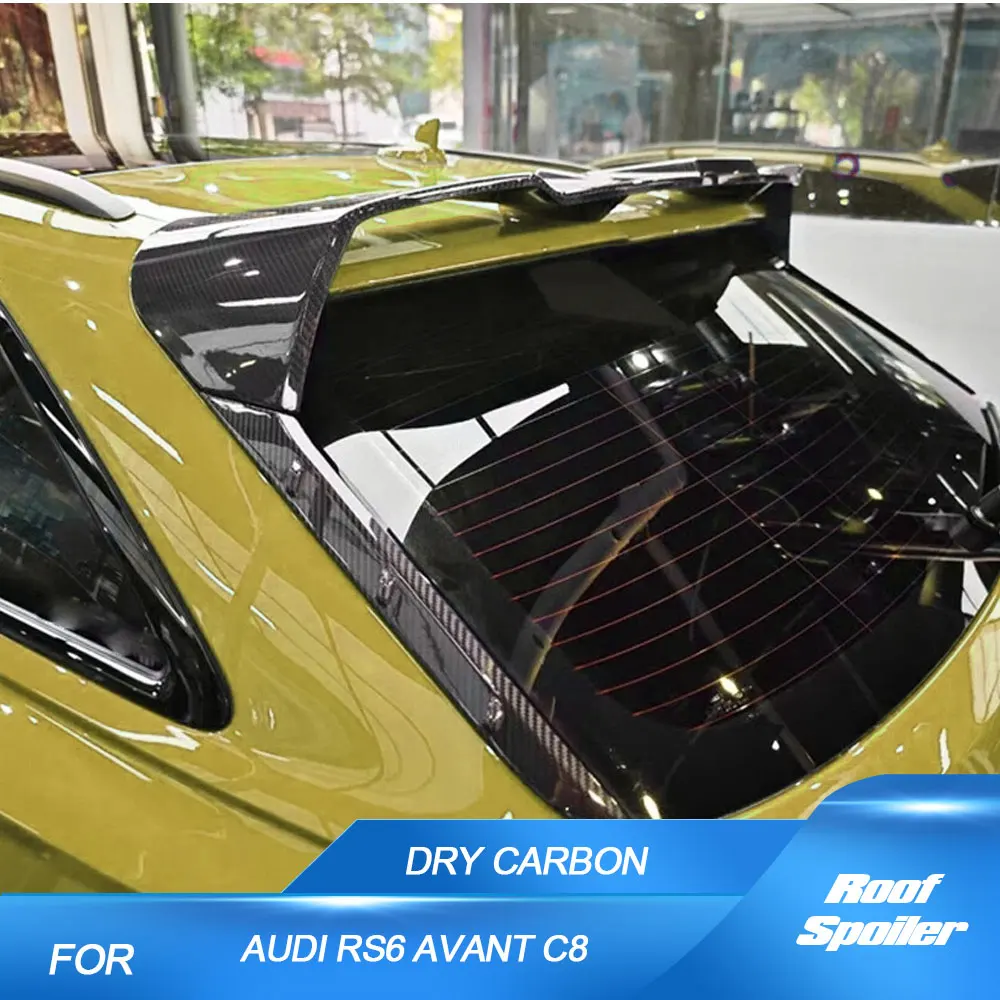 

Автомобильный задний спойлер на крышу, боковые крылья для Audi RS6 Avant Wagon, 4-дверный 2019-2021, сухой карбоновый спойлер на крыше заднего окна