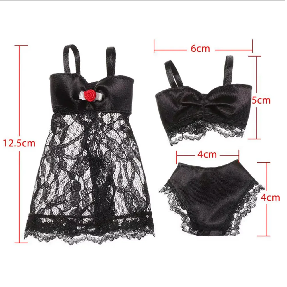 1 Set Sexy Pajamas Colorful 3 In 1 Clothing Underwear Lingerie Bra Dress Lace Homewear Accessories Clothes for Doll - view 4