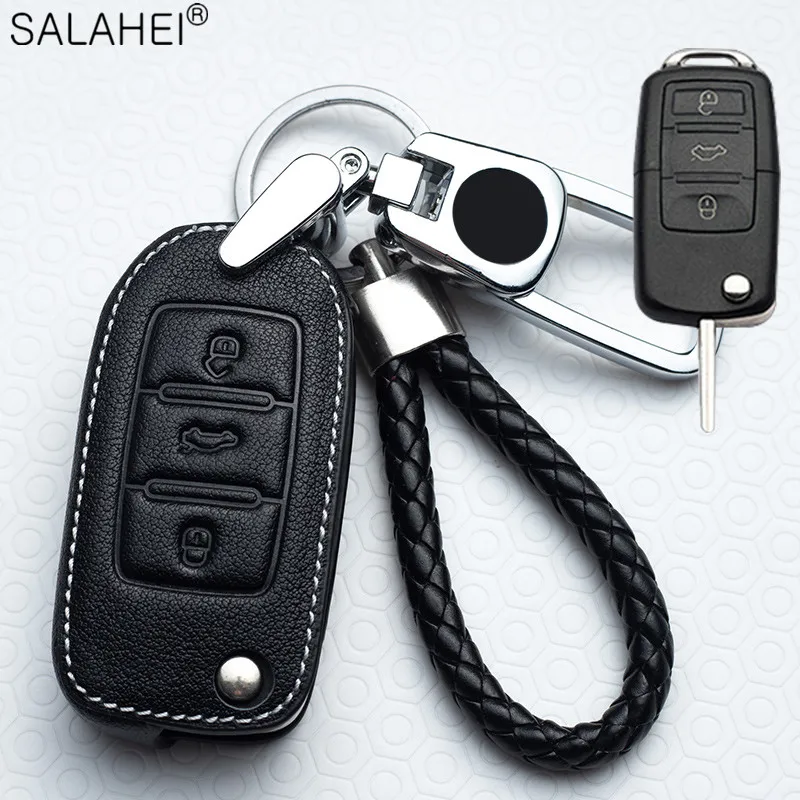 

Leather Car Key Full Case For VW Volkswagen Tiguan MK1 MK2 Magotan Passat B5 B8 Polo Golf 4 5 6 7 mk7 Jetta POLO Eos Scirocco