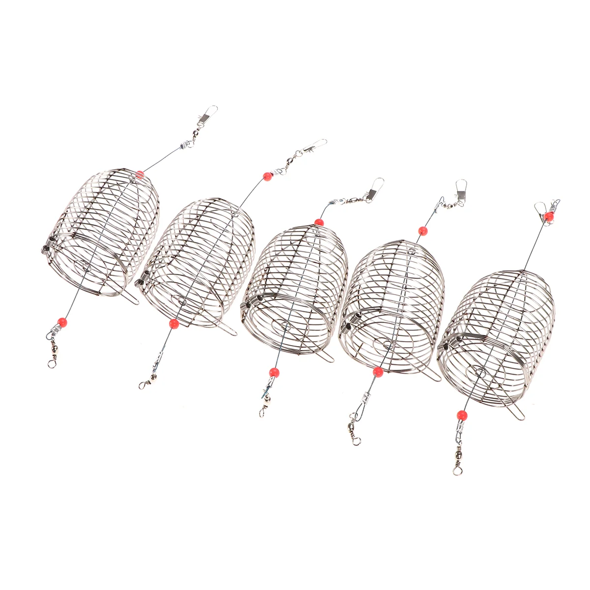 

5 PCS Stainless Steel Fishing Bait Cage Lure Cage Bait Fishing Trap Basket Feeder Holder Fishing Tackle - Size