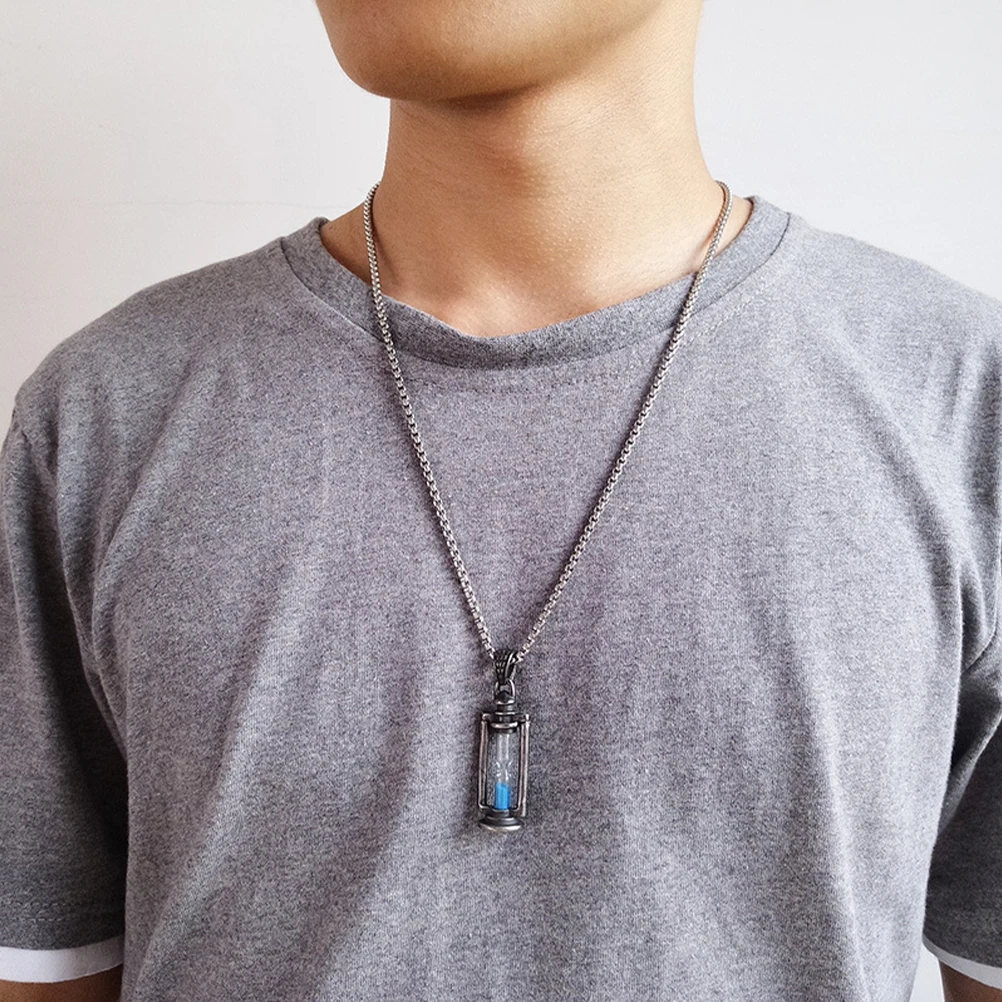 

Necklace Retro Hourglass Pendant Steel Jewelry Men Chain Vintage Necklaces for