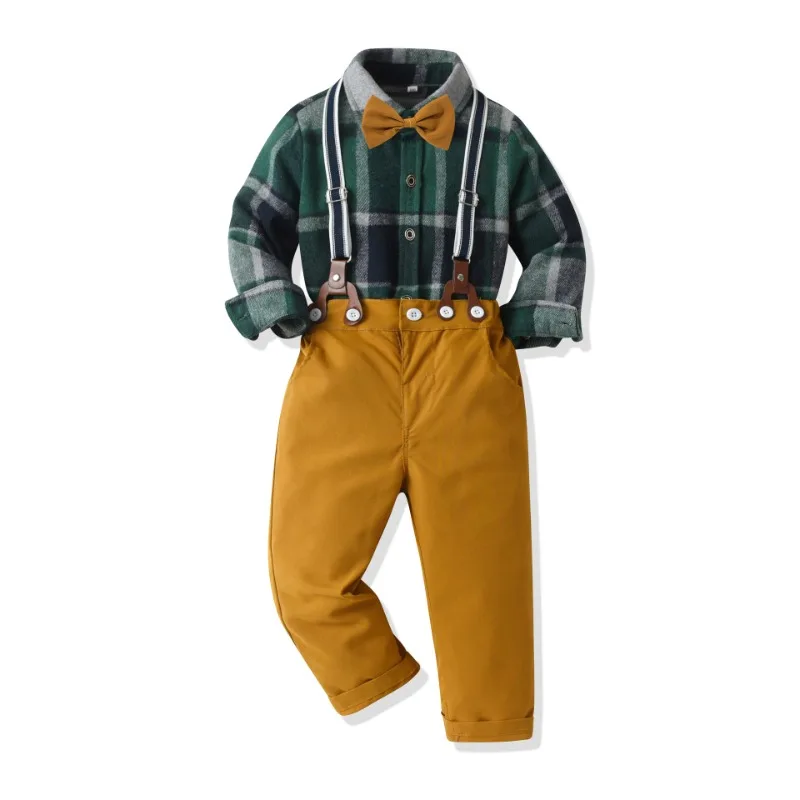 

A Formal Gentleman Clothng Set Boy First Birthday Costume Long Sleeve Shirt +Pants Suits Toddler Cotton Kids Outfit