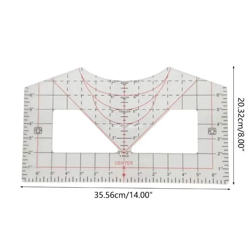 T シャツ定規、T シャツ定規調整ツールの配置、T シャツ ガイド定規ツールのドロップシップ