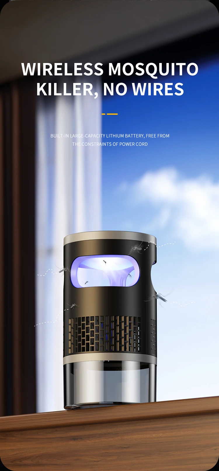 TINSOL Automatischer Mücken-Lichtinhalator Geräuschloser Mückenfänger Typ-C Wiederaufladbar für Outdoor-Camping und Heimgebrauch – Detail 6