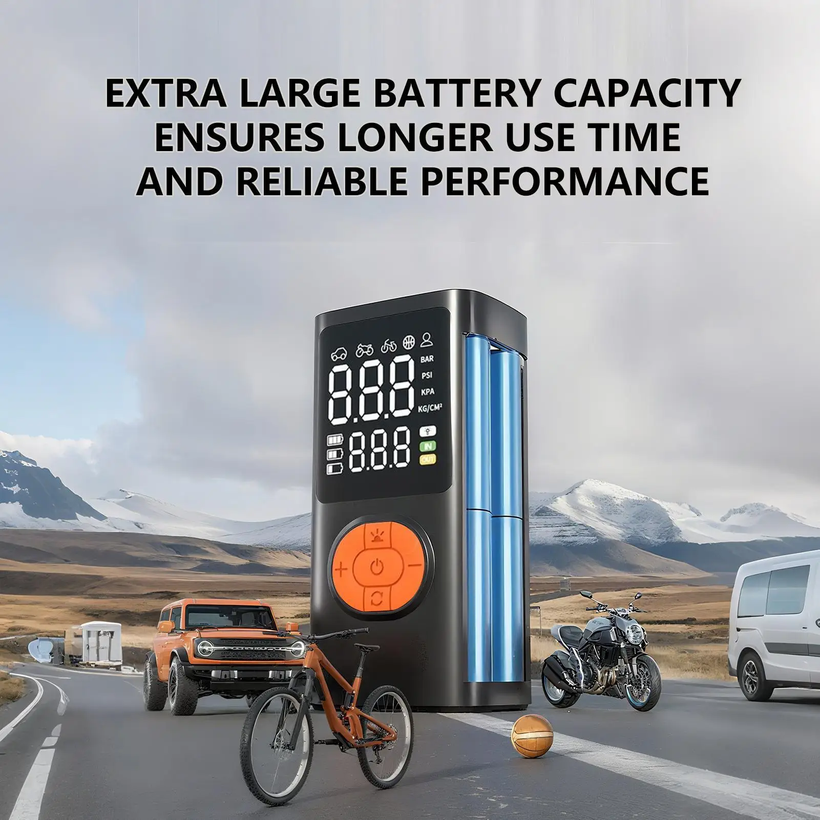 

Портативный насос для накачивания шин, умный воздушный насос, перезаряжаемый легкий насос для накачивания шин с цифровым манометром для мотоцикла, грузовика, мяча