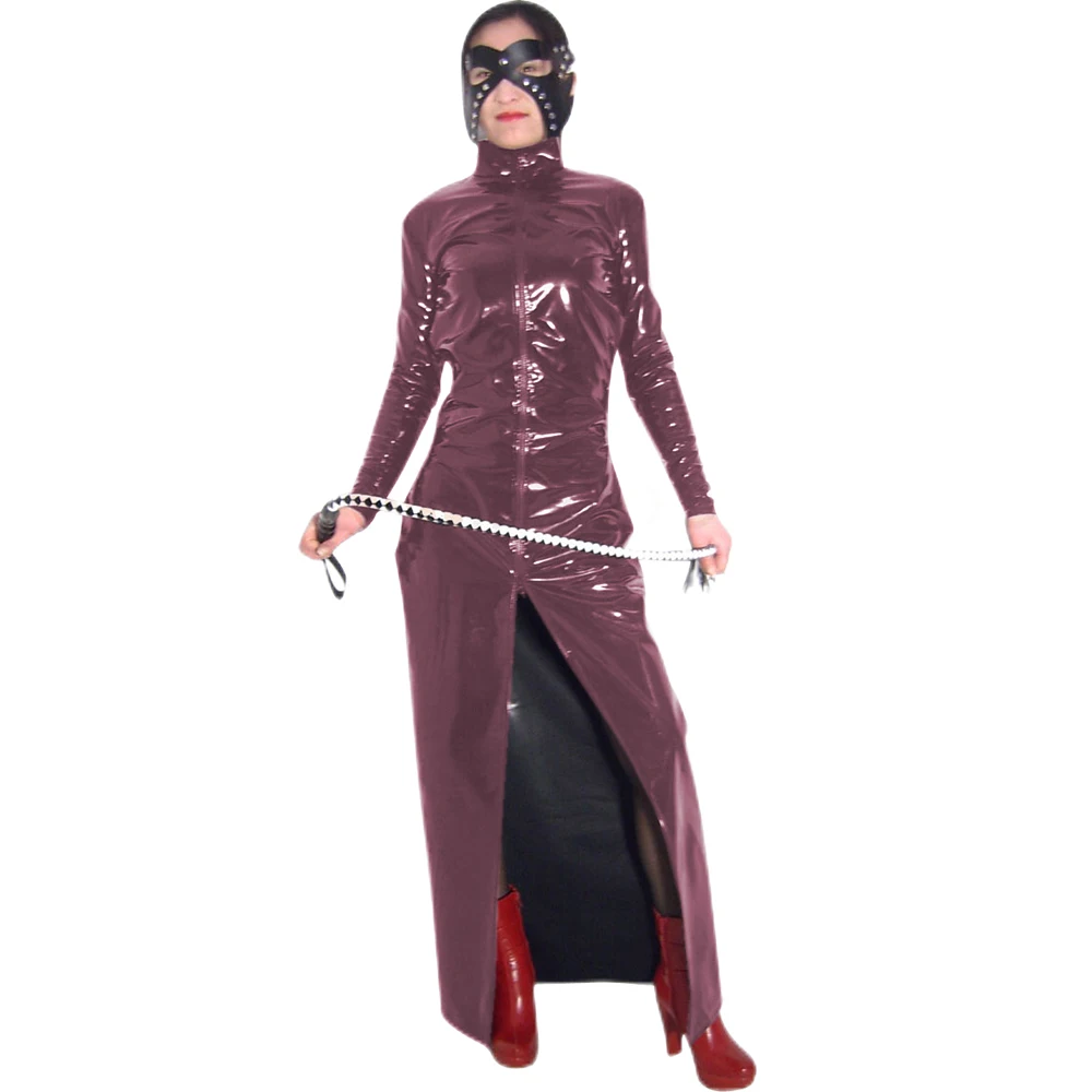 Turtleneck Bodysuit for Men and Women, Long Coat, Shiny PVC Trench,Sexy Wetlook,Fantasy Maxi Dress, Halloween Cosplay Costume