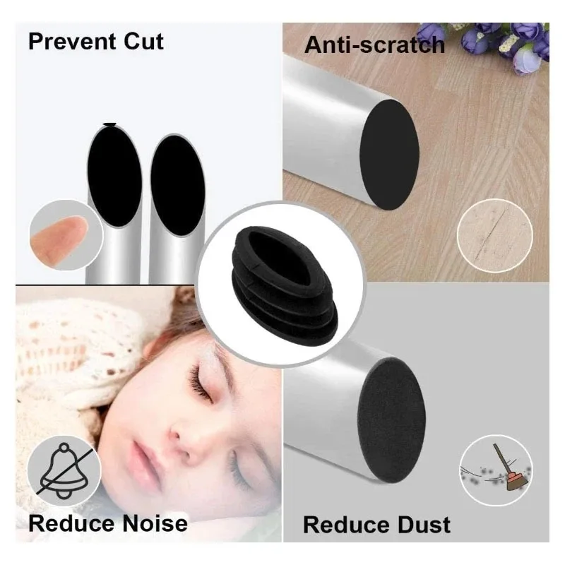 16pcs Pipe plug Round pipe Plastic plug Stool chair plug Iron bed Steel pipe Dustproof inner plug Stainless steel flat hole plug