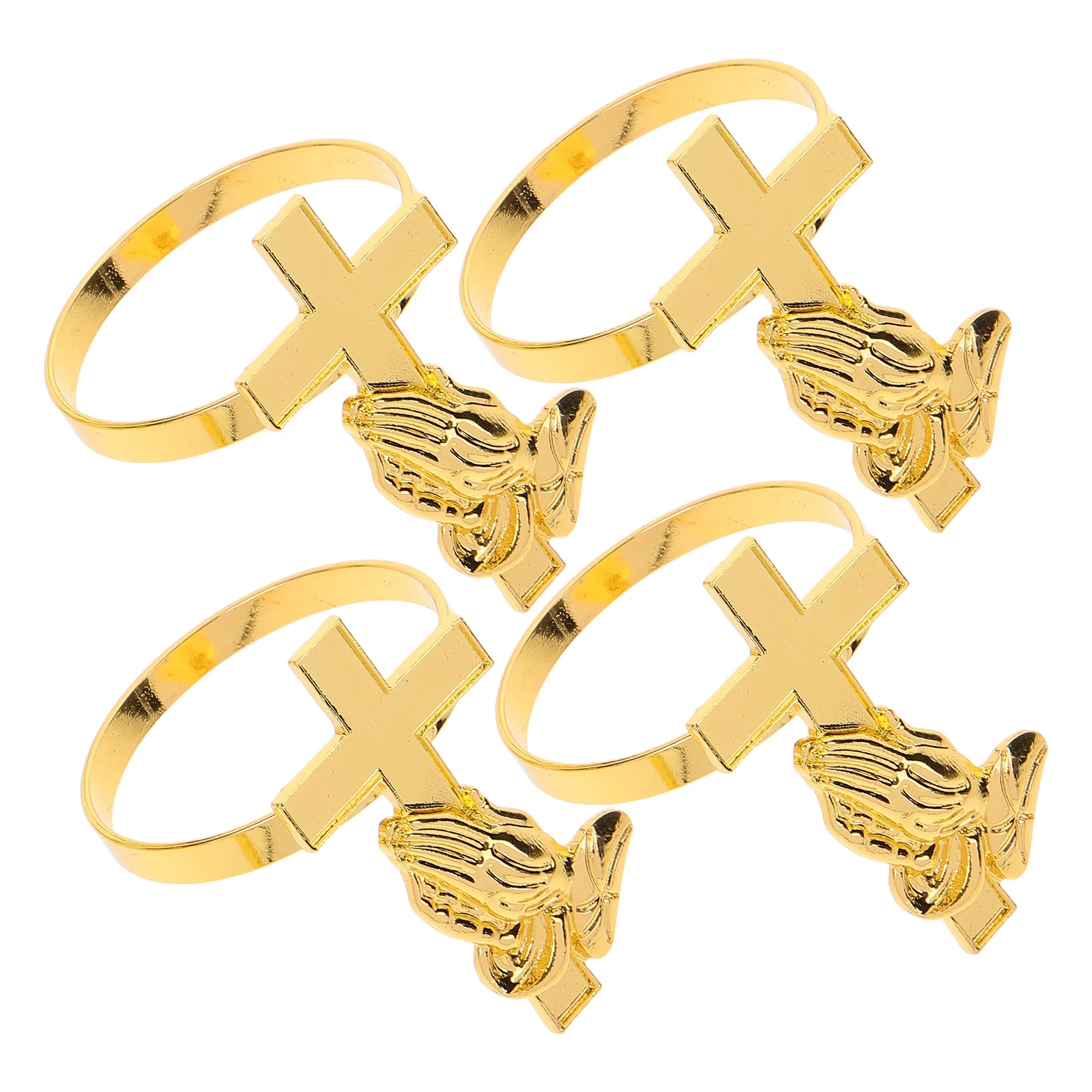 

4pcs Cross Napkin Rings Elegant Metal Table Decorations for Thanksgiving Christmas Party Dining Cloth Napkins Holder Serviette