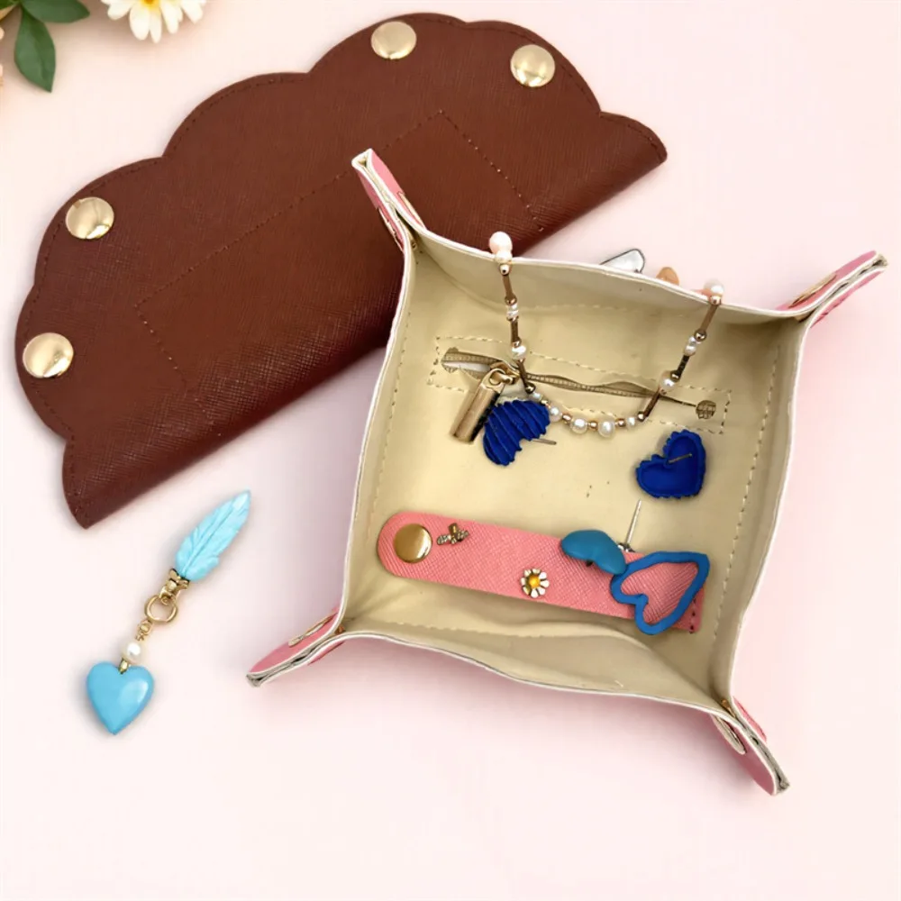 

Nordic Leather Desktop Storage Tray Storage Box Jewelry Bag Cosmetic Key Storage Tray Space Saving Portable Folding Organizer