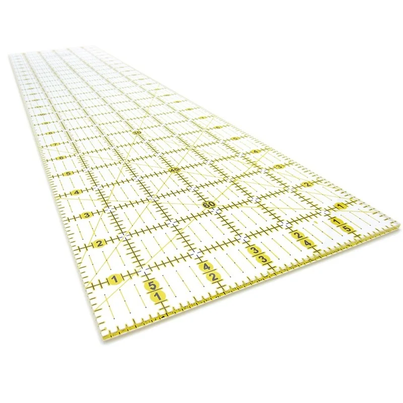 Régua de costura e acolchoada de acrílico transparente, régua de grade de costura com 3mm de espessura kpr2406, 24 "* 6"