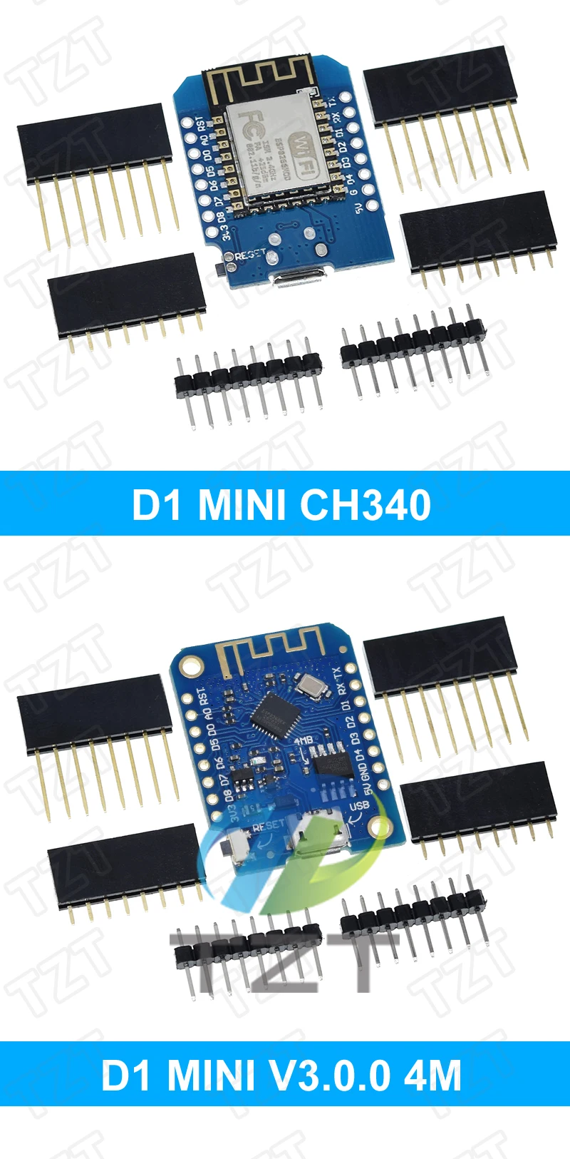 WeMos D1 Mini Pro V3.0 NodeMcu TZT 4 MB/16 MB Bytes Lua WIFI Internet of Things Entwicklungsboard basierend auf ESP8266 CH340G Nodemcu V2 – Detail 19