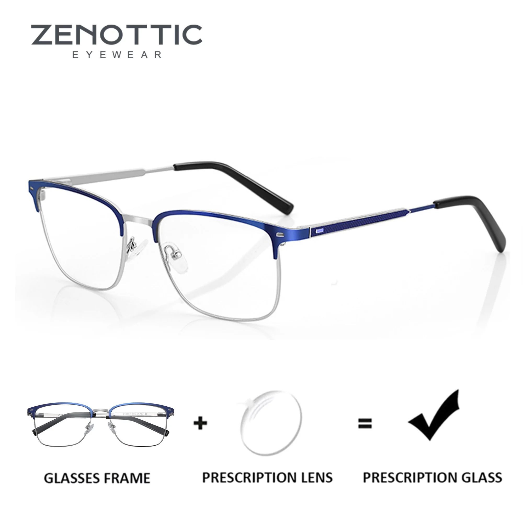 Image of ZENOTTIC Platz Brillen Männer Mode Myopie Progressive Brillen Frauen Anti Blue Ray/Photochrome Optische Gläser