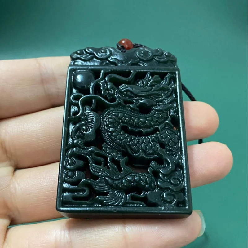 Natural Hotan Double-Sided Hollow Pendant, Sheep Fat Green Jade Zodiac Ornament