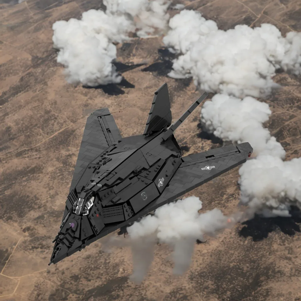 

1134 шт. F-117 Nighthawk MOC Стелс-истребитель реактивная модель образовательная модель здание DIY блоки игрушки на день рождения подарок