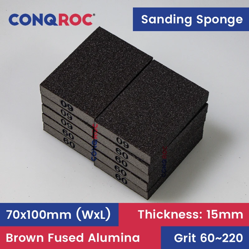 10 Pieces 70x100x15mm Sanding Sponges Brown Fused Alumina Dry or Wet Sanding Blocks Hand Abrasive Tool Grit 60~220