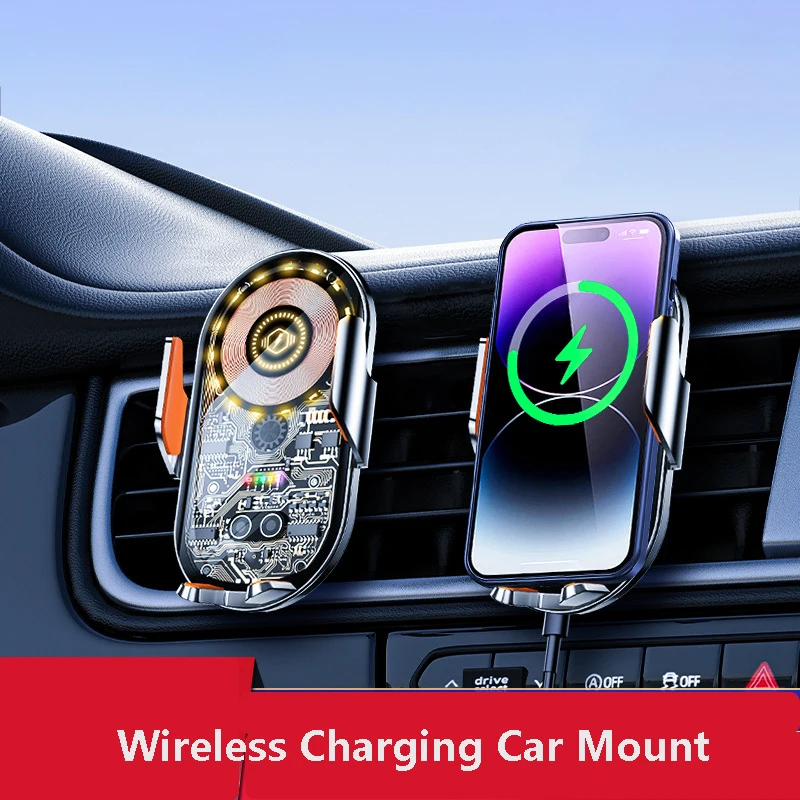 Беспроводное зарядное устройство для автомобильного телефона с умным датчиком, 66 Вт, быстрая зарядка, автомобильный держатель для телефона с автоматическим зажимом для IPhone и всех входят Android