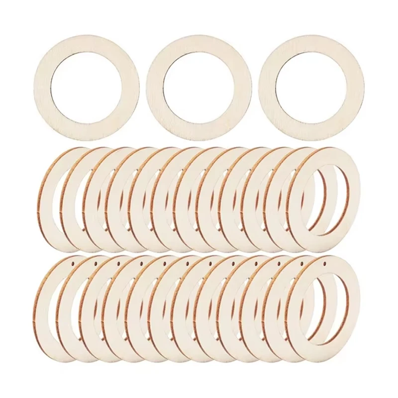 4–15 cm flache Holzringe, unlackierte Naturholzkreise für Heimwerkerarbeiten, Schmuckherstellung, Makramee-Kunst, Heimdekorationsprojekt