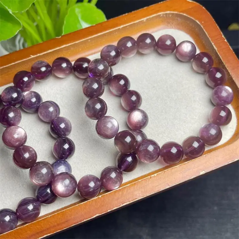 Natural Purple Lepidolite Bracelet Crystal Yoga Reiki Healing Fengshui Stone Stretch Female Gift 1PCS 10/12/14/15MM