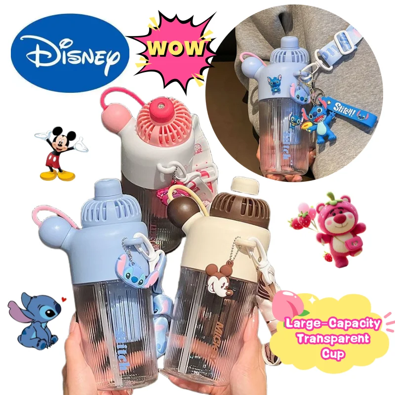 

Disney Stitch Lotso Mickey New Creative Cute Portable Water Bottle High-Value Student Cup with Strap and Straw Birthday Gift
