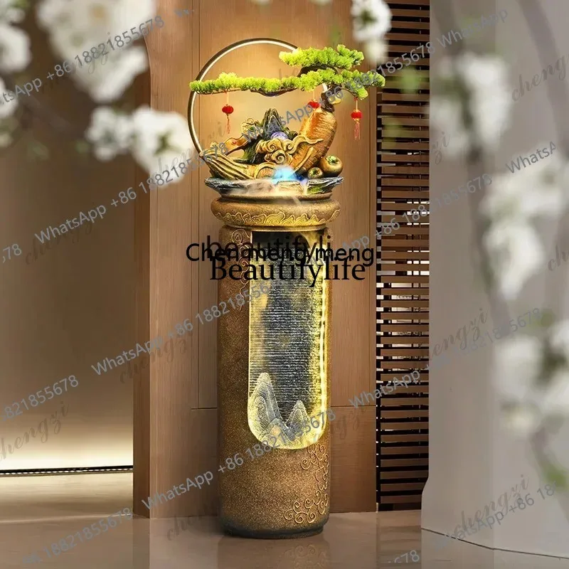 03  Rockery flowing water makes money ornament floor water curtain landscape circulating water living room entrancess 51