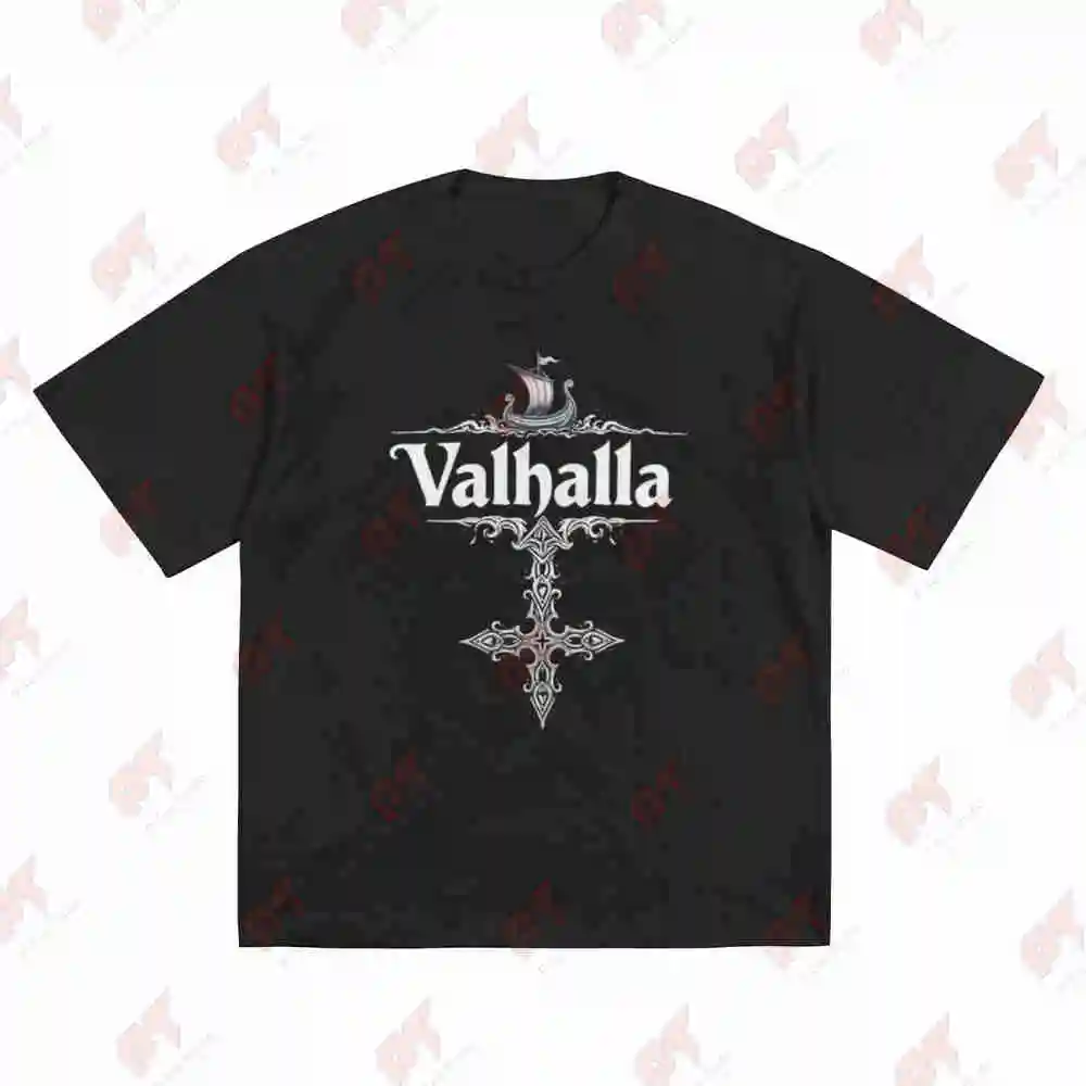 Viking Valhalla Norse Mythology Odin Ship Nordic Minimalist Short Sleeve Tee 100% Cotton T-Shirt