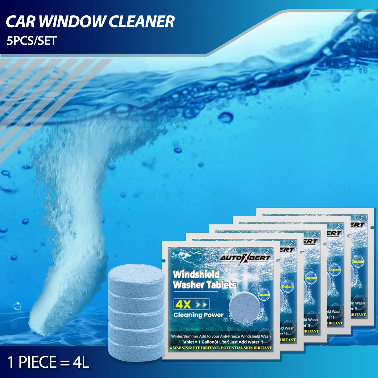 Erick's Wiper 5Pcs Car Windshield Wiper Glass Washer Auto Solid Cleaner Compact Effervescent Tablets Repair Clean Window