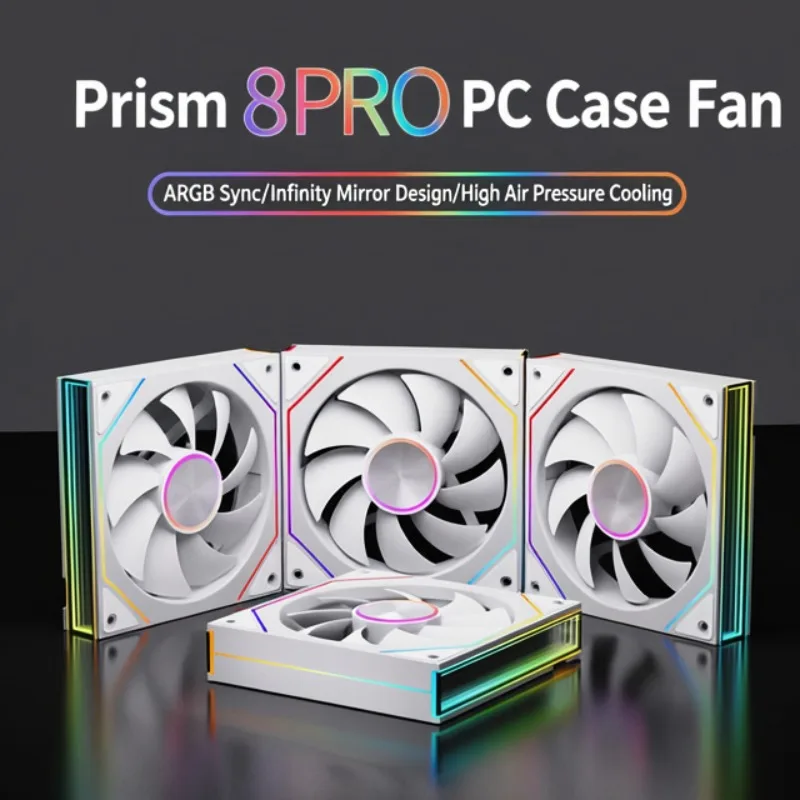 120mm ARGB Case Fan, 8Pro Prism Galaxy Style Cooling Fan with Storm Eye Design, Motherboard Sync 5V 3Pin ARGB Lighting Desktop