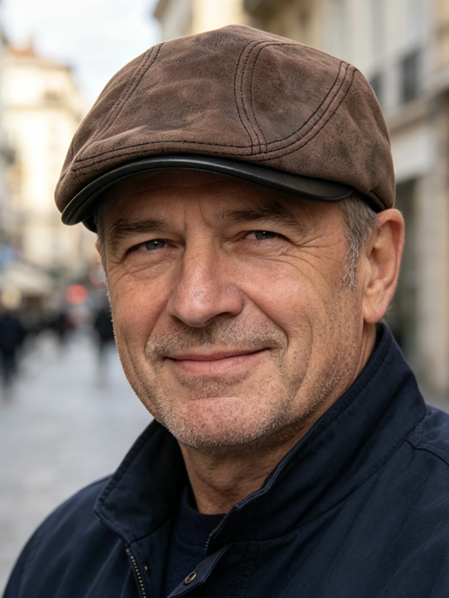 retro-cashmere-leather-men's-autumn-winter-cap-casual-worn-leather-texture-adjustable-round-top-hat-for-middle-aged-and-elderly
