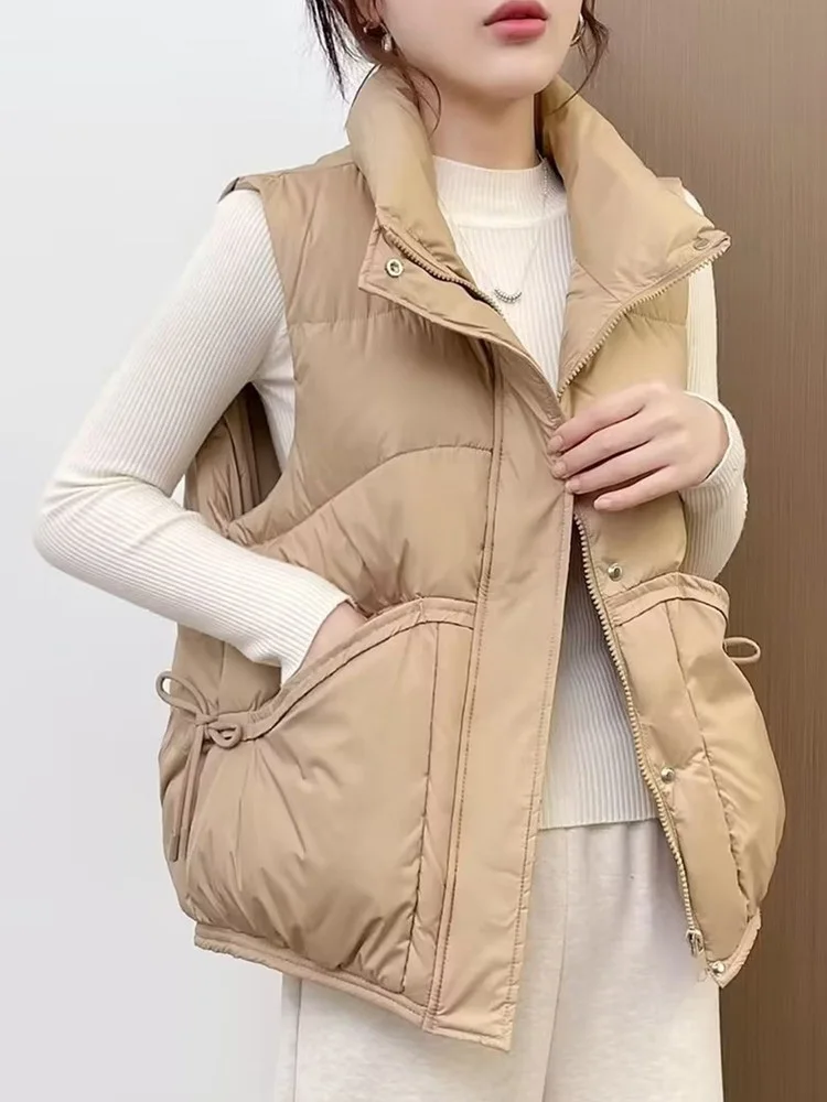 

Women's down Vest 2023 New Faion Versatile Winter Warm Outerwear Zipper Closure Long Sve Regular Fit Simple Sle