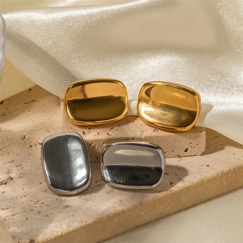 Fashion Square Glossy Geometric Stud Earrings For Women Trendy Jewelry Personalized Earrings