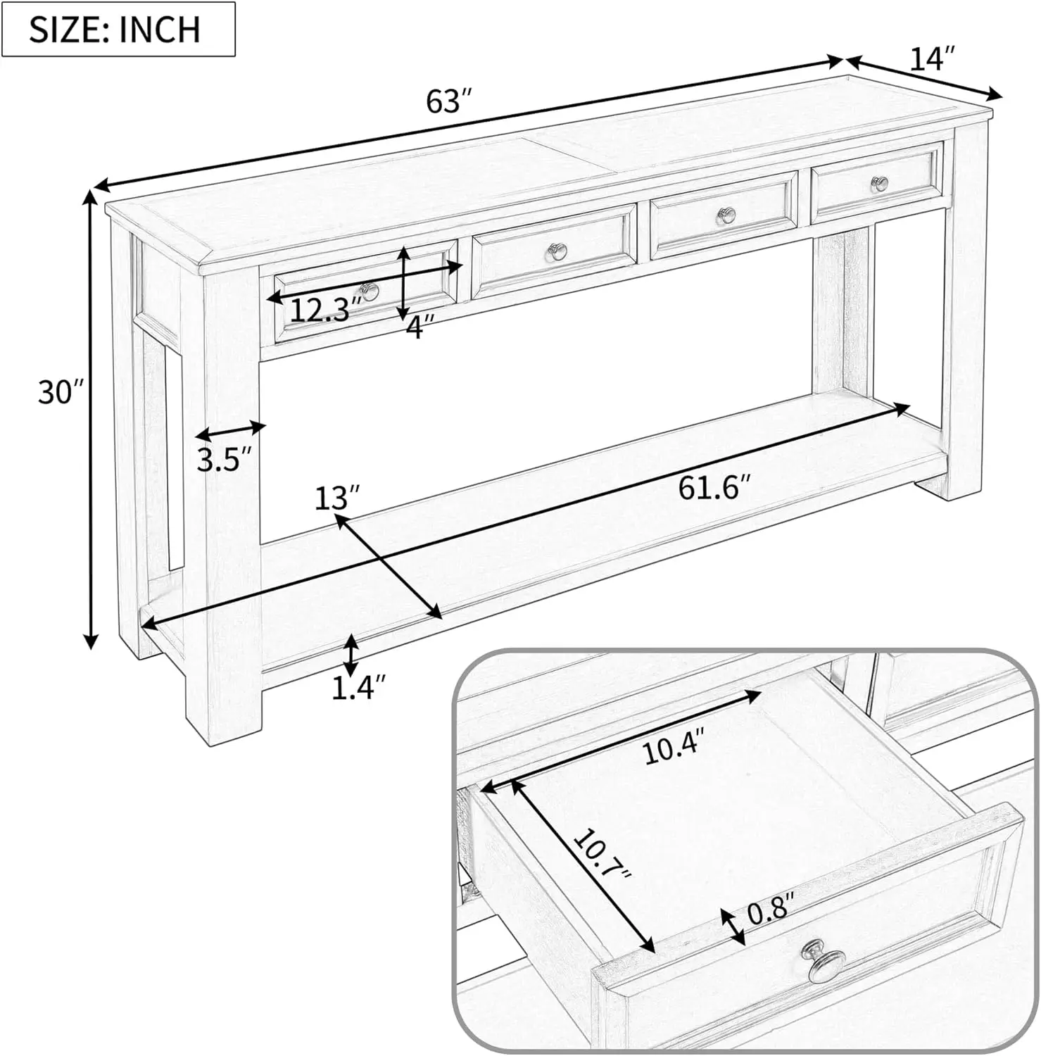 Console Table Hallway Sofa Entryway Side Table 63