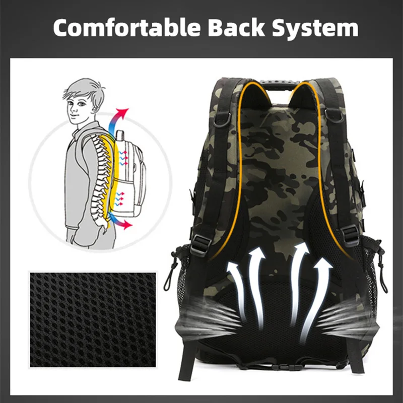 50L Outdoors Backpacks USB Charging Nylon Multifunctional Tactical Backpacks Trekking Hunting Camping Traveling Rucksack XM148