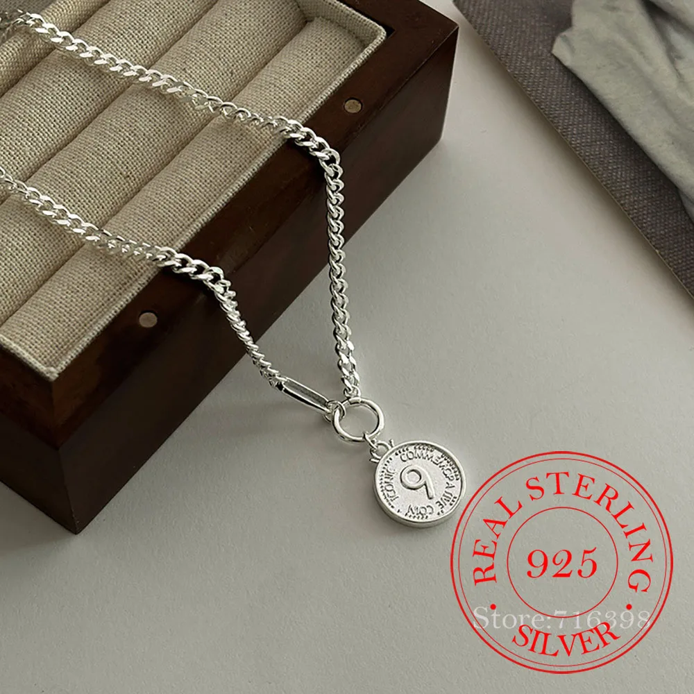 925 Sterling Silver Double-sided Vintage Round Brand Necklaces For Women 2024 Luxury Quality Jewelry Gift Female