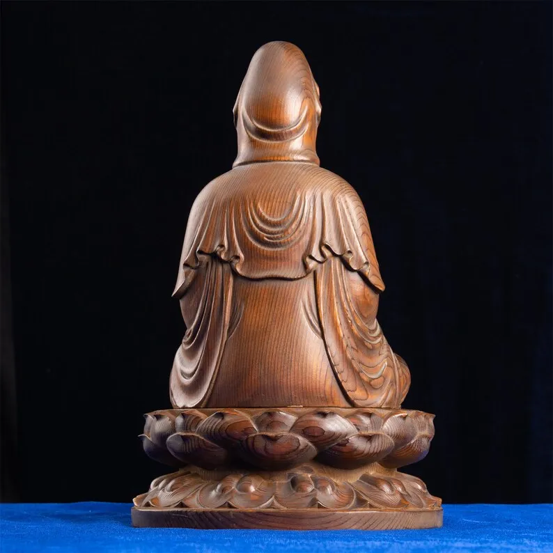 Hand Carved Praying Guan Yin,Mercy Buddha Statue,Wooden Sculpture, Classical Decoration, Desk Accessories