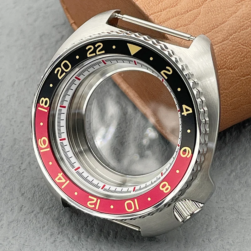 44mm Silver NH35 Case For 6105 6309 Turtle Abalone Mechanical Wrist Watches Case Sapphire Glass Fits NH35 NH36 7S26 4R Movement