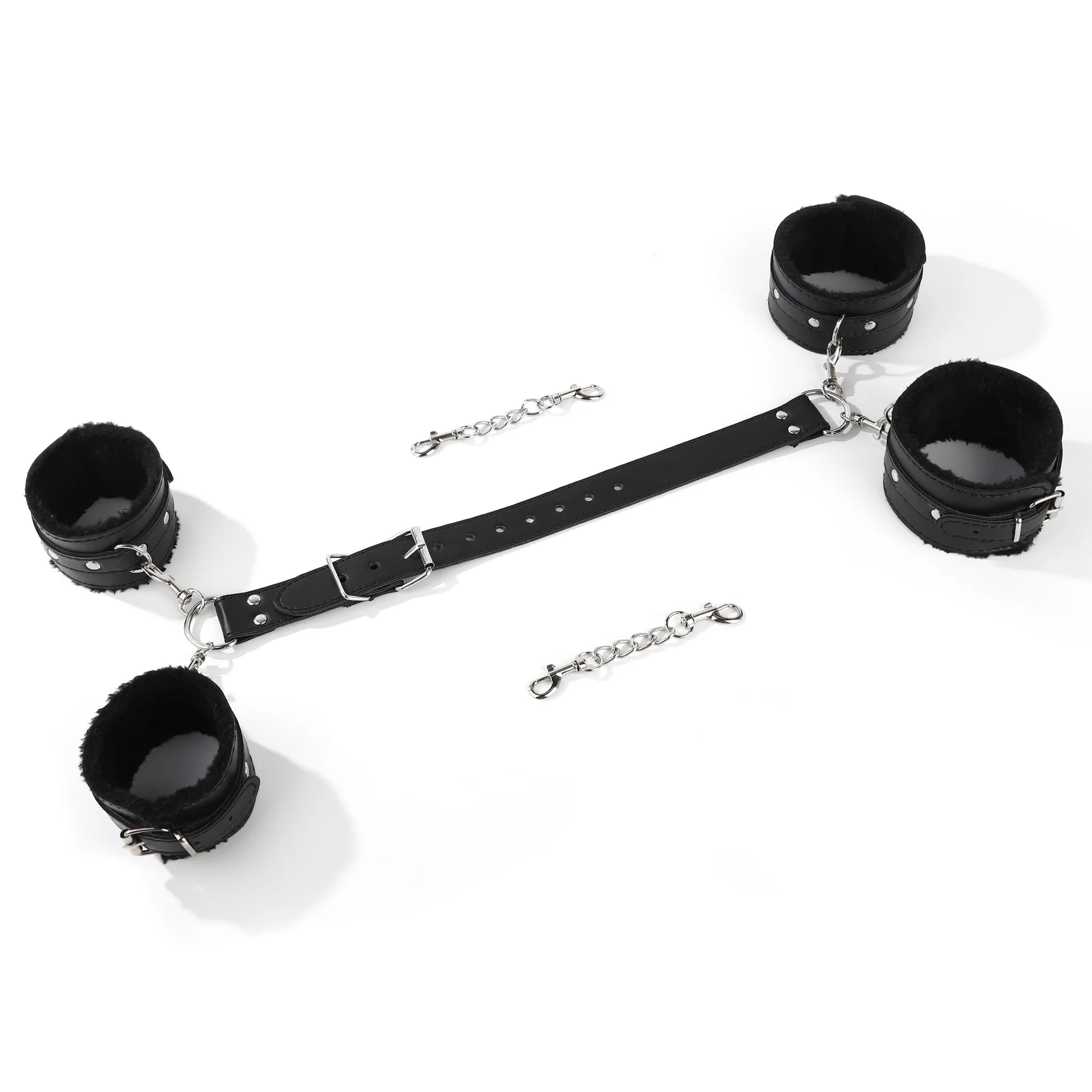Leather Bondage for Women Handcuffs and Footcuffs with Back Restraints Adjustable Couple Sex BDSM