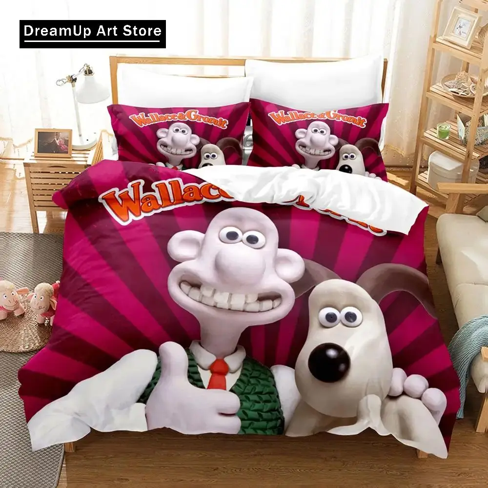 3D Print Fashion Cartoon Wallace N Gromit Bedding Set Boys Girls Twin Queen Full Size Duvet Cover Pillowcase Bed Adult Bedroom