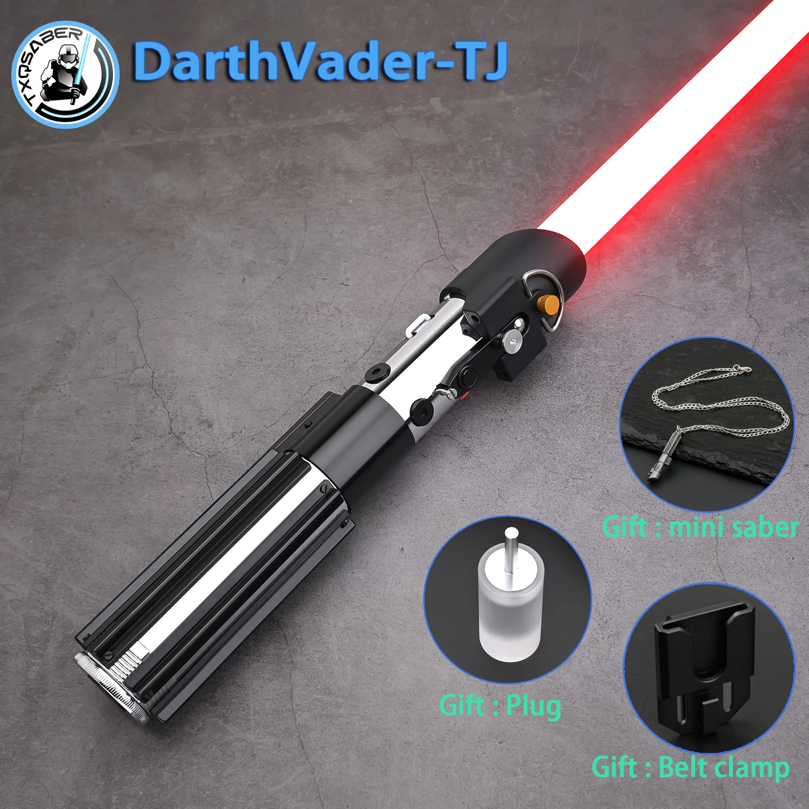 

DarthVaderTJ TXQSTUDIO Световой меч RGB Тяжелый дуэльный лазерный меч премиум-класса из неопикселя Гладкие качели Металлическая рукоять Bluetooth Изменение цвета