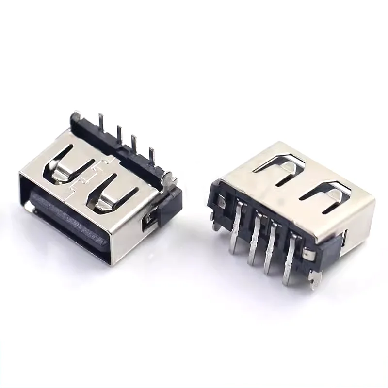 USB short body connector A Female short body 90 degree harpoon pin 10.0MM rear two pin flat mouth vinyl socket