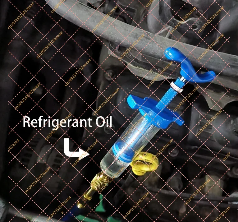 Auto A/C Oil Injector 1oz with 134a Low Side Quick Coupler, AC Dye Injection Tool, 1/4