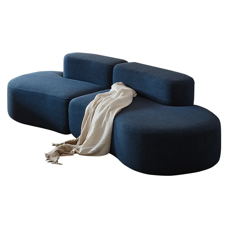 

Curved moon multi-person combination lamb wool Italian simple living room sofa