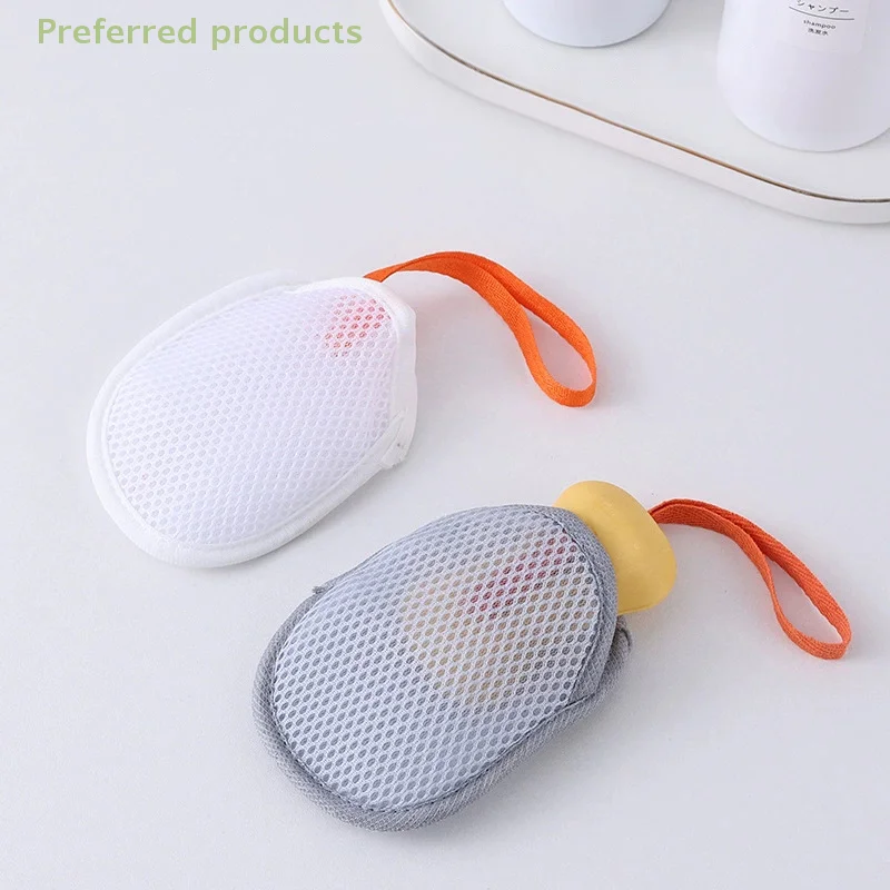 1PC Bath Cleansing Foaming Net Double-Sided Soap Bag Body Exfoliating Scrubber Sponges Bathroom Mesh Soap Pocket
