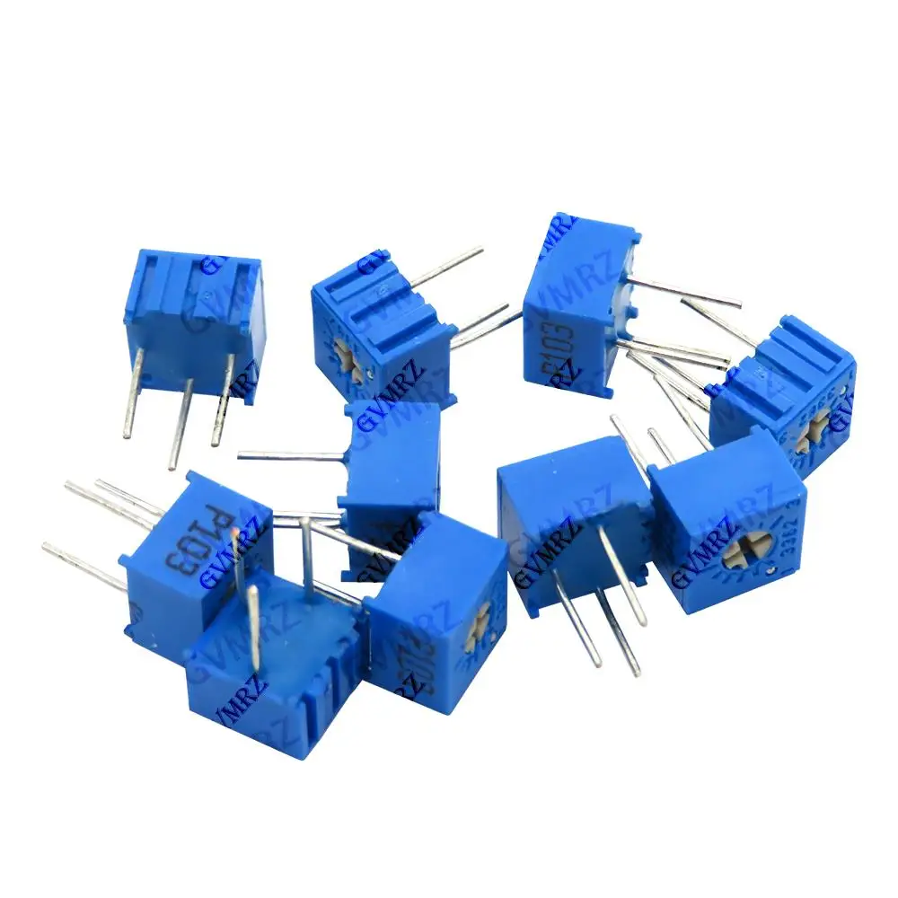 10PCS 1K 100K 1M 200K 2M 3362P Trimmer resistor Assortment Kit Variable Resistors  for Arduino, DIY Electronics 50K 100R 500R