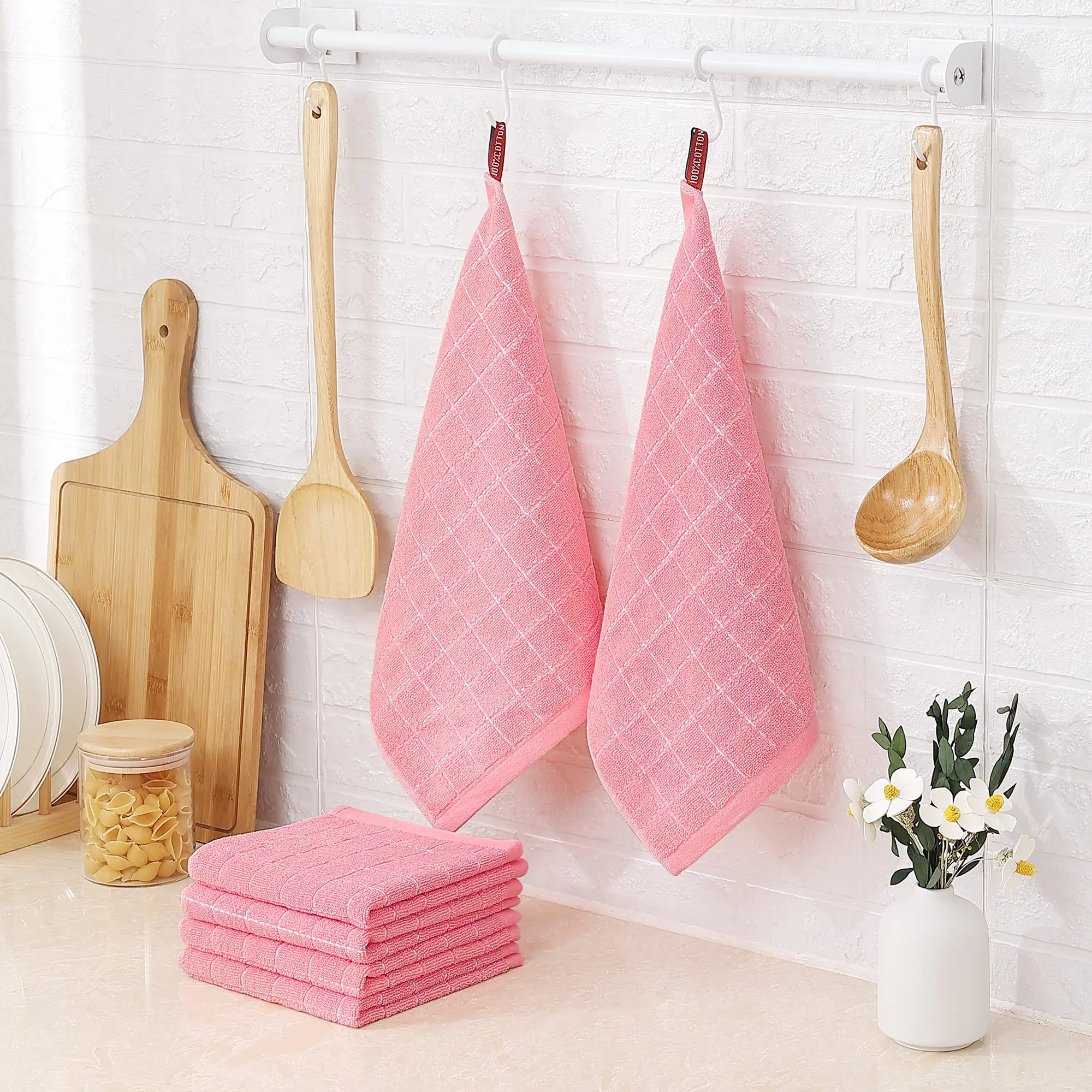 Olanly Cotton Kitchen Towel Super Absorbent Dishcloth Home Cleaning Products Rags For Kitchen Cloths Tools Drying Towels Set