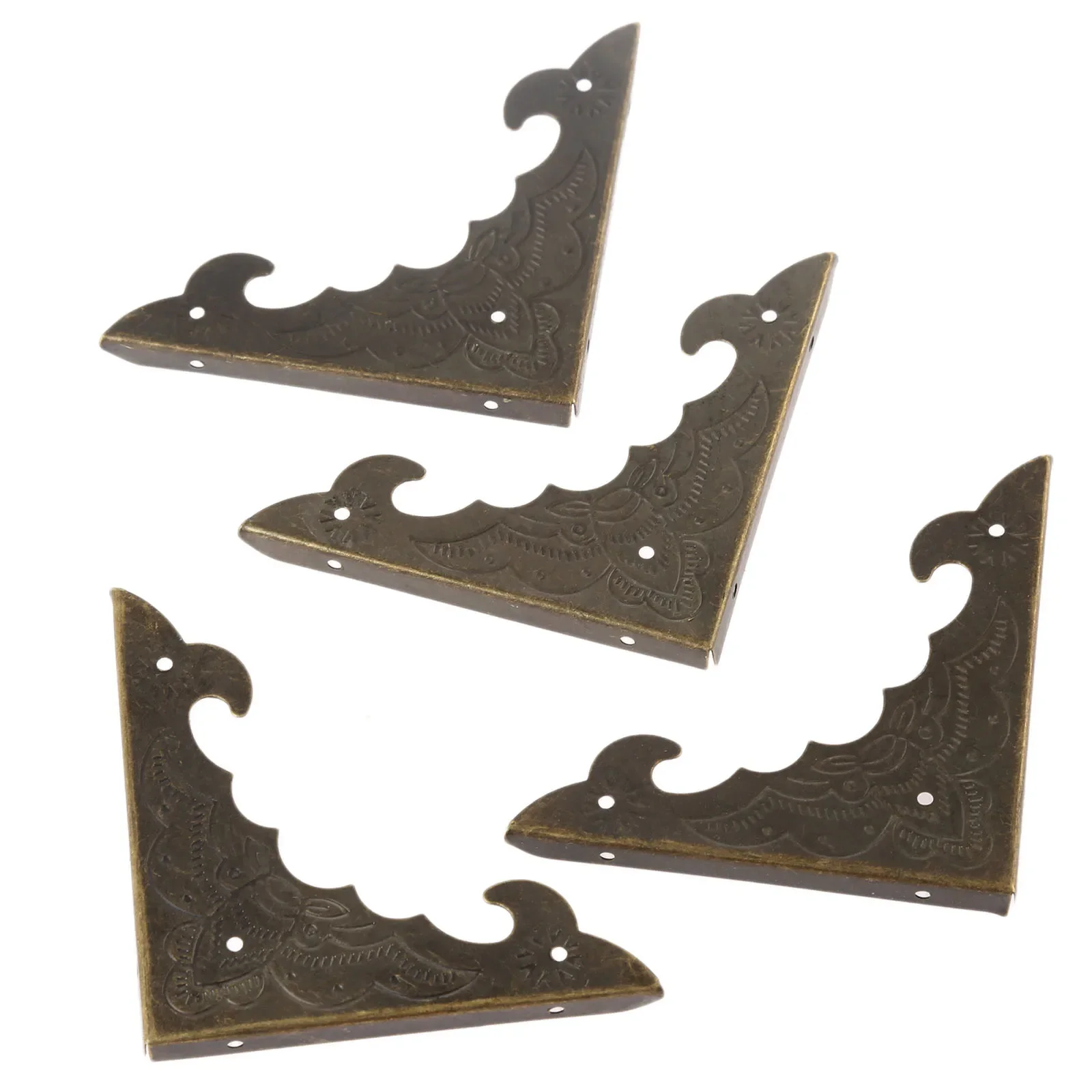 4 stuks antiek brons/goud decoratieve hoekbeugel sieraden houten doos voeten hoekbeschermer bewaker meubelbeslag met spijkers