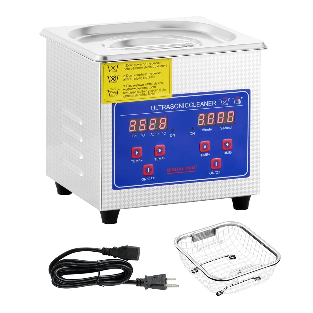 Ultrasonic Cleaning Machine 1.3L Digital Timer Heater 40kHz Stainless Steel Jewelry Watch Cleaner Professional Use