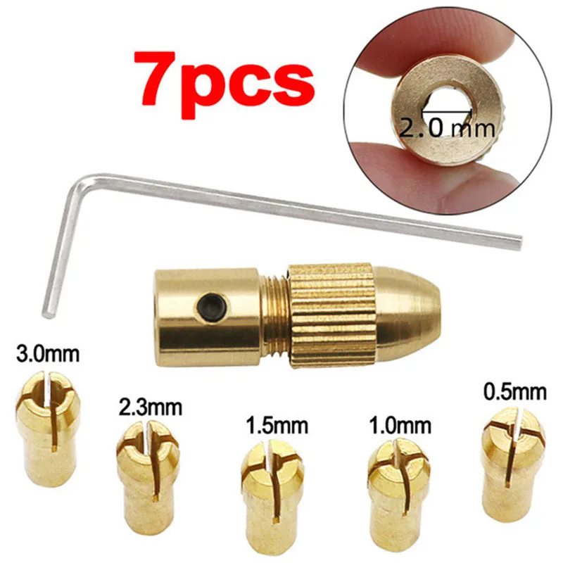 7pcs/set 2.35/3.17/4.05/5.05mm Brass Dremel Collet Mini Drill Chucks For Electric Motor Shaft Drill Bit Tool Drill Chuck Adapter