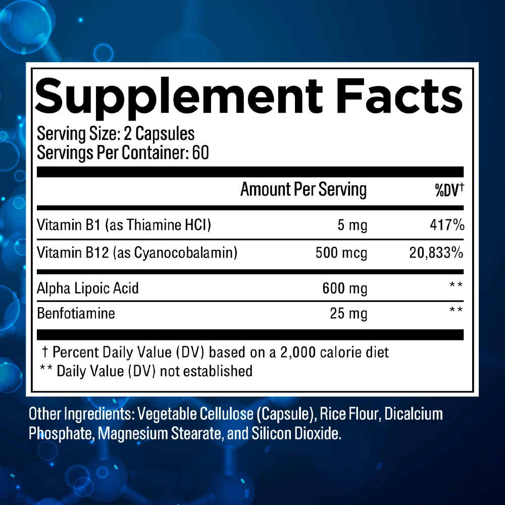 Premium Alpha Lipoic Acid 600mg - ALA Supplement with Benfotiamine Support Antioxidant, Nerve, Brain, Liver, Energy & Metabolism