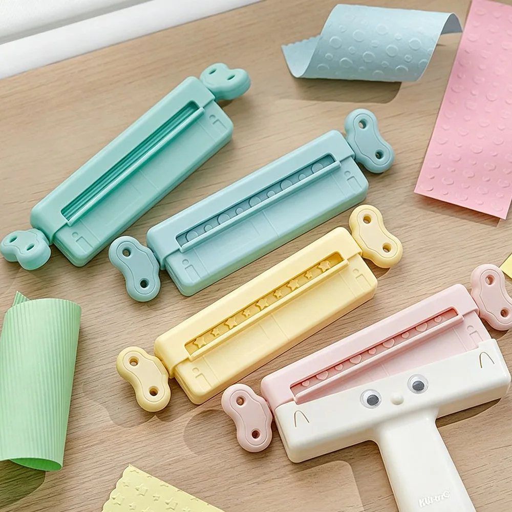 Handheld Paper Embosser Tool with Detachable Replaceable Pattern Roller DIY Paper Craft for Scrapbooking Journal Card Making